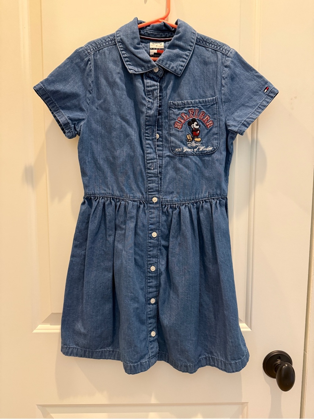 Tommy Hilfiger DisneyBlue Denim Short-Sleeve Shirt Dress with Embroidered Pocket